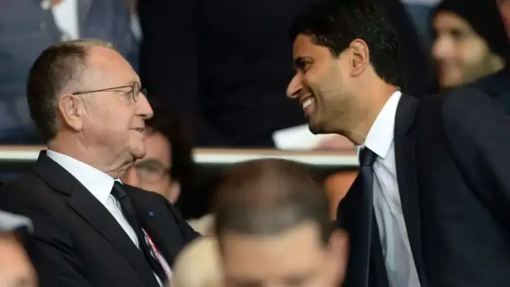 Jean-Michel Aulas et Nasser Al-Khelaïfi (OL)