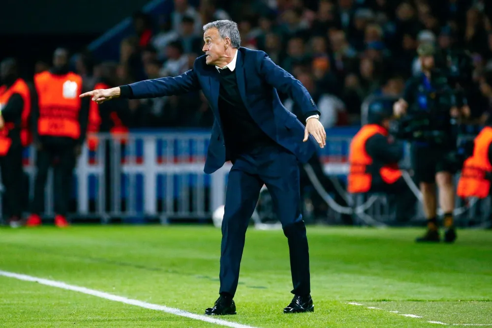 Luis Enrique sur le banc du PSG (PSG.FR)