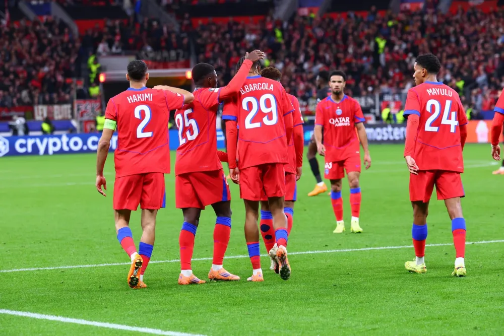 La joie des joueurs du PSG face à Leverkusen (PSG.fr)