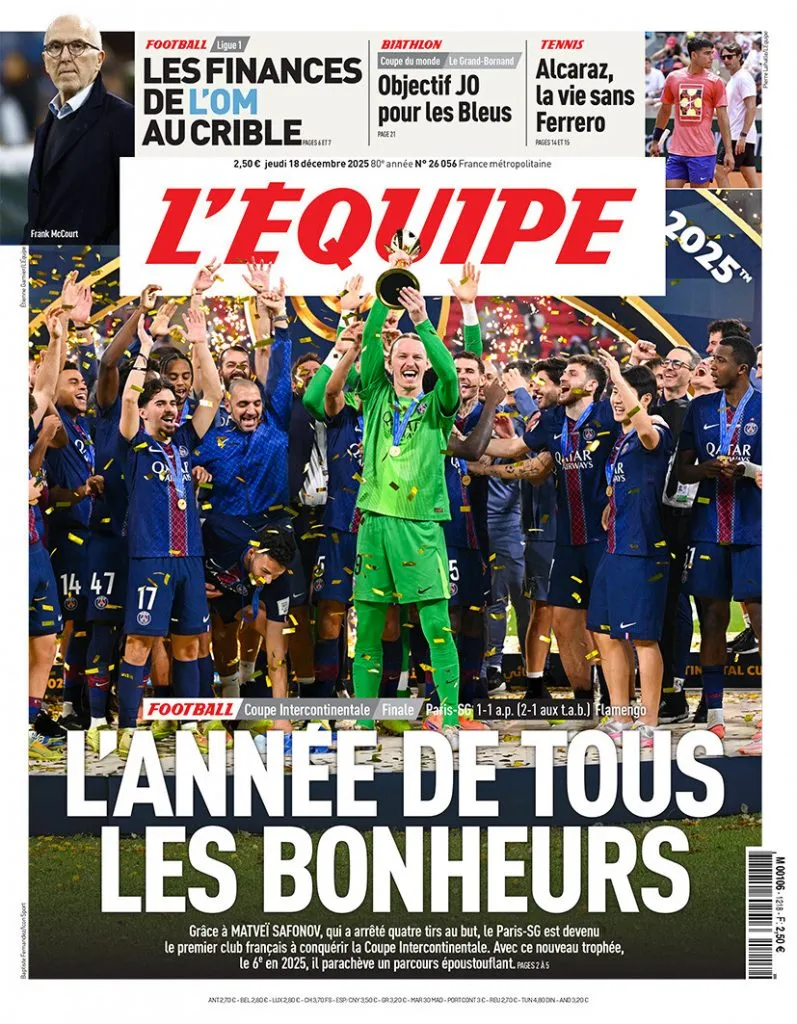 La une du média L'Equipe